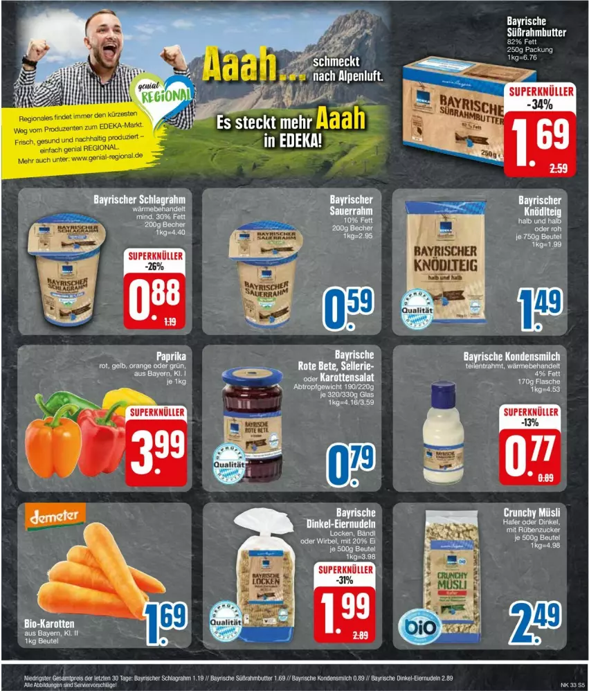 Aktueller Prospekt Edeka - Prospekte - von 12.08 bis 17.08.2024 - strona 7 - produkty: butter, eier, eiernudeln, flasche, hafer, nudel, nudeln, Süßrahmbutter, zucker