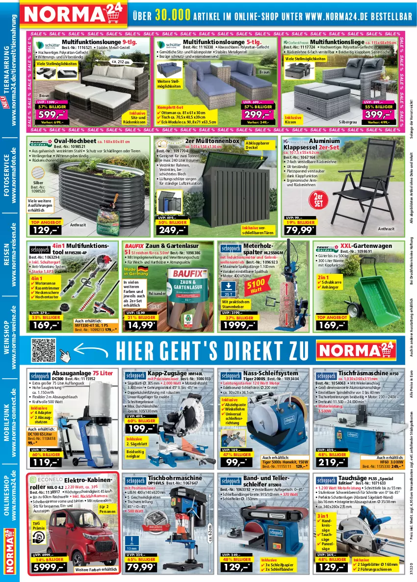 Aktueller Prospekt Norma - Norma - von 02.09 bis 18.09.2022 - strona 2 - produkty: adapter, angebot, Anhänger, braun, Brei, decke, Deckel, eis, Elan, Elektro, elle, Garten, gsw, Handkreissäge, heckenschere, Holz, HP, kamera, kissen, klappsessel, kraft, Kugel, LG, Liege, Motorsense, Multifunktionsliege, ndk, paneel, papier, rasen, rasentrimmer, reis, reiss, Ria, Roller, Rückenkissen, rückenlehne, rwe, sac, säge, Schere, schlauch, Schleifpapier, schultergurt, sessel, Tauchsäge, teller, Ti, Tiere, tiernahrung, tisch, Tischbohrmaschine, Wanne, wasser, wein, weine, weinshop