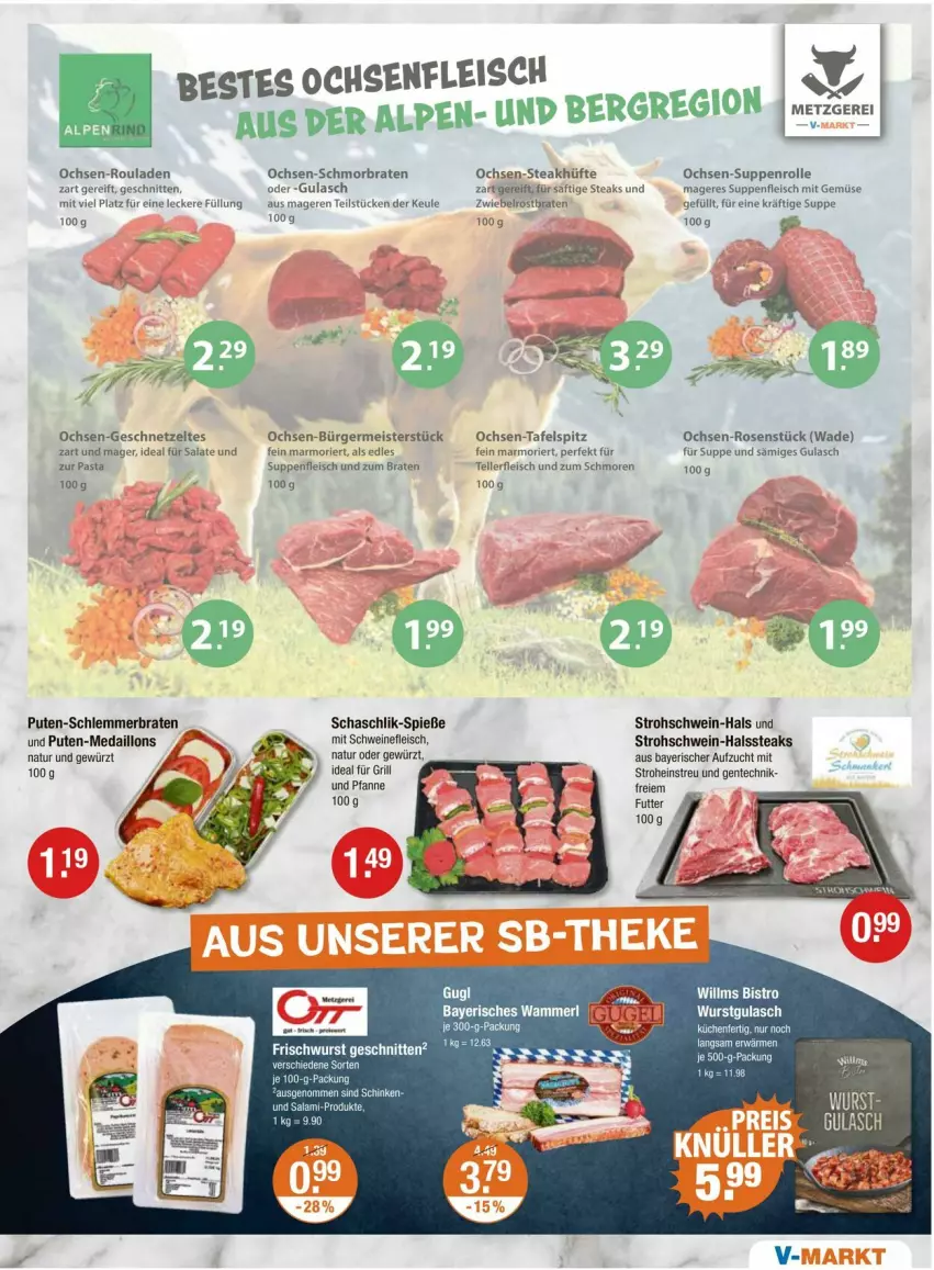 Aktueller Prospekt Vmarkt - Prospekte - von 09.10 bis 15.10.2025 - strona 3 - produkty: braten, eier, eis, elle, ente, fleisch, für grill und pfanne, gewürz, grill, grill und pfanne, gulasch, ideal für grill, ideal für grill und pfanne, medaillons, merl, mit gemüse, natur, pasta, pfanne, pute, rosen, rouladen, salat, salate, schmorbraten, schnitten, schwein, schweine, schweinefleisch, senf, steak, steakhüfte, steaks, suppe, suppen, suppenfleisch, tafelspitz, teller, Ti, und pfanne, wein, weine, wurst, zwiebel