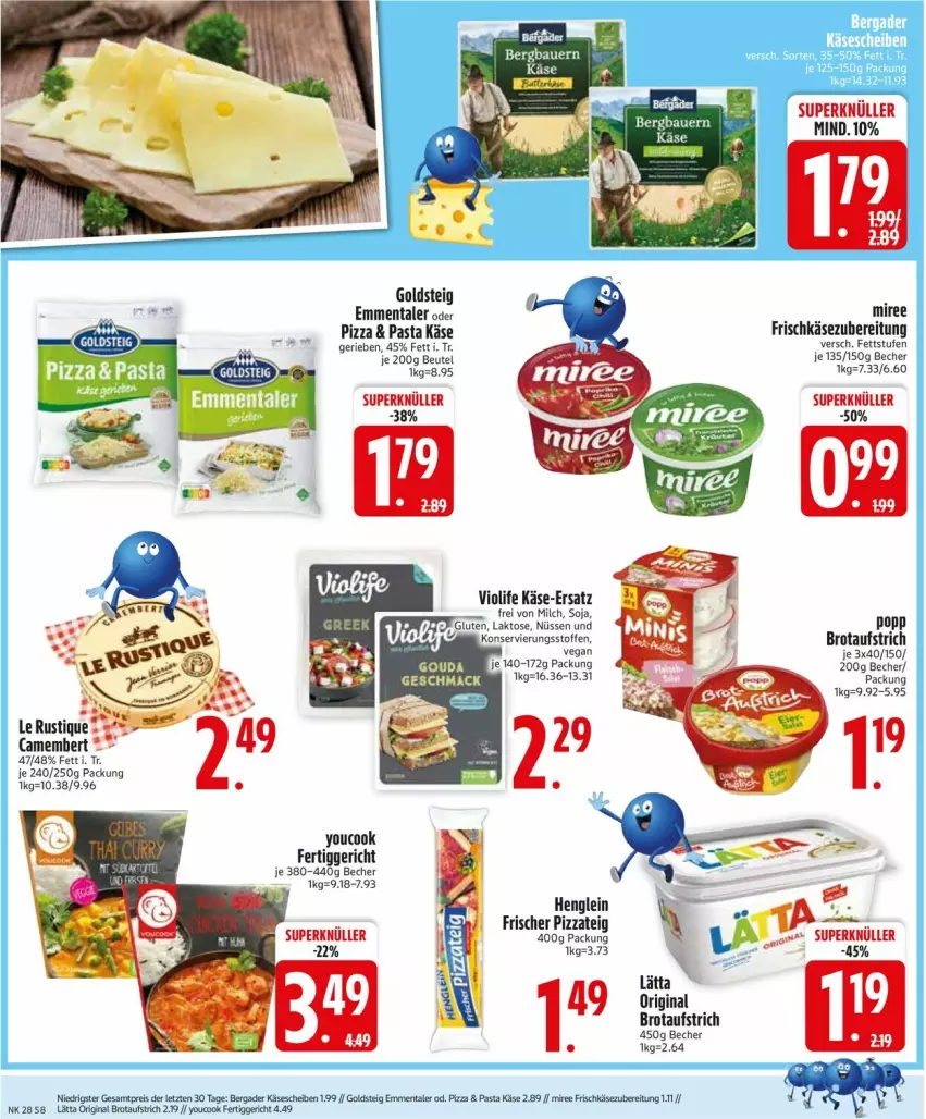 Aktueller Prospekt Edeka - Prospekte - von 07.07 bis 12.07.2025 - strona 10 - produkty: aufstrich, Becher, beutel, brot, brotaufstrich, camembert, eis, emmentaler, fertiggericht, frischkäse, frischkäsezubereitung, gin, goldsteig, henglein, K2, Käse, lätta, Le Rustique, milch, miree, pasta, pizza, Pizzateig, Popp, reis, soja, Ti, Yo, YouCook, ZTE