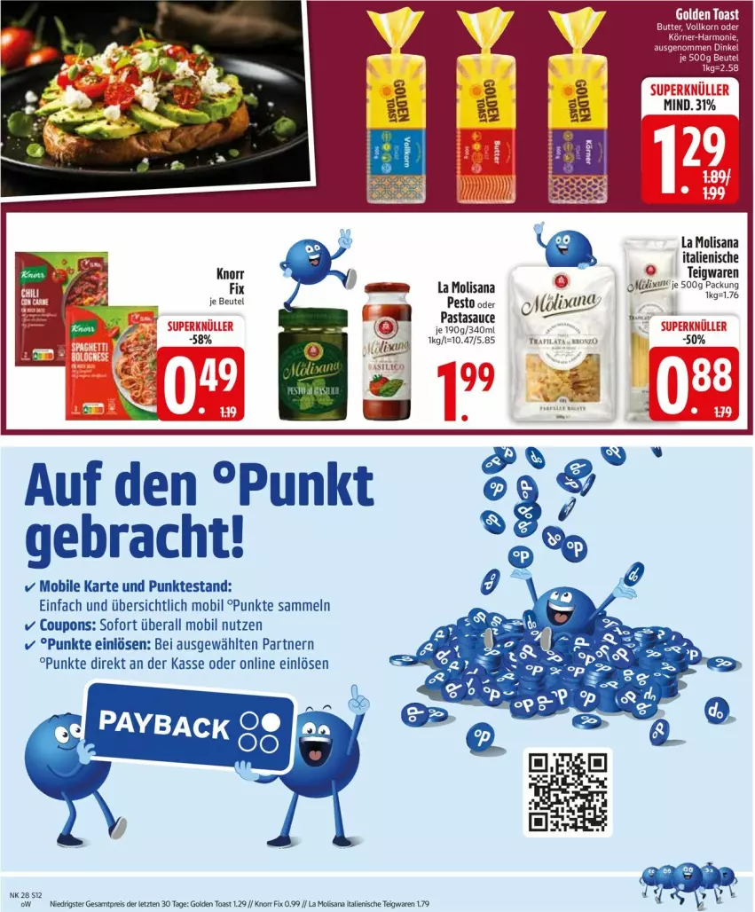 Aktueller Prospekt Edeka - Prospekte - von 07.07 bis 12.07.2025 - strona 14 - produkty: beutel, coupon, coupons, eis, golden toast, isana, knorr, knorr fix, pasta, payback, pesto, reis, sana, tee, teigwaren, toast, ZTE