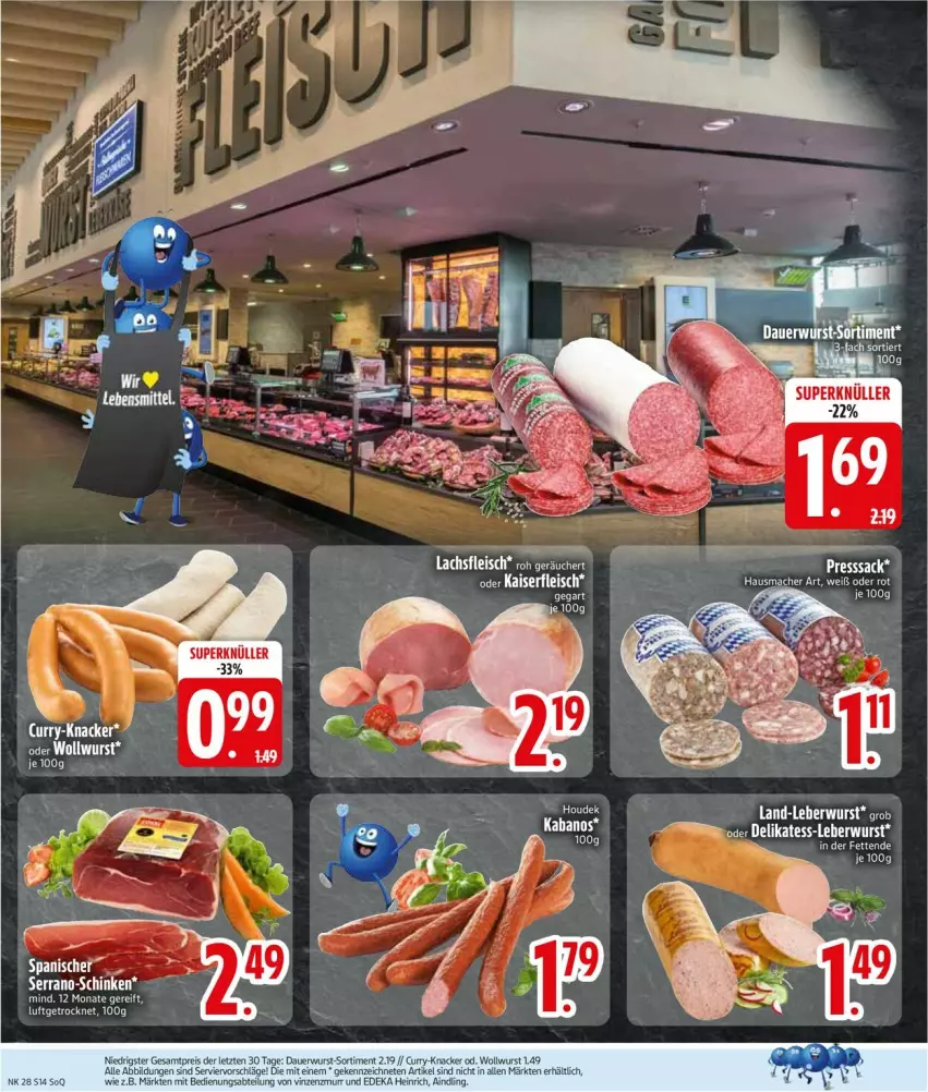 Aktueller Prospekt Edeka - Prospekte - von 07.07 bis 12.07.2025 - strona 16 - produkty: deka, eis, fleisch, lachs, leberwurst, reis, rel, Ti, wurst