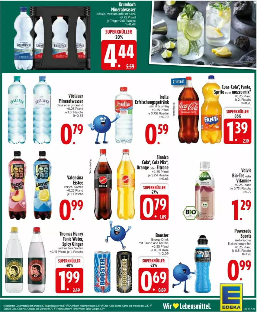 Aktueller Prospekt Edeka - Prospekte - von 07.07 bis 12.07.2025 - strona 23 - produkty: Alwa, auer, bio, coca-cola, cola, drink, eis, eistee, Elektro, energy drink, erfrischungsgetränk, fanta, flasche, frucht, getränk, gin, ginger, hella, lebensmittel, mac, Mezzo Mix, mineralwasser, orange, rum, sinalco, Sport, sprite, tee, thomas henry, Ti, tonic, tonic water, valensina, vita, volvic, vöslauer, wasser, zitrone