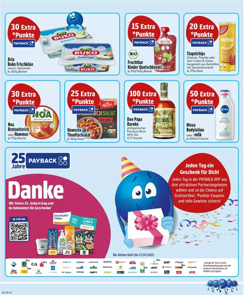 Aktueller Prospekt Edeka - Prospekte - von 07.07 bis 12.07.2025 - strona 6 - produkty: aufstrich, Becher, beutel, blume, blumen, blumenöl, body, bodylotion, brot, brotaufstrich, chips, fisch, flasche, frischkäse, gin, hawesta, hummus, K2, kaes, kartoffel, kartoffeln, Käse, Kinder, Lotion, nivea, paprika, payback, quetschbeutel, salat, sonnenblume, sonnenblumen, sonnenblumenöl, sour cream, thunfisch, Thunfischsalat, Ti
