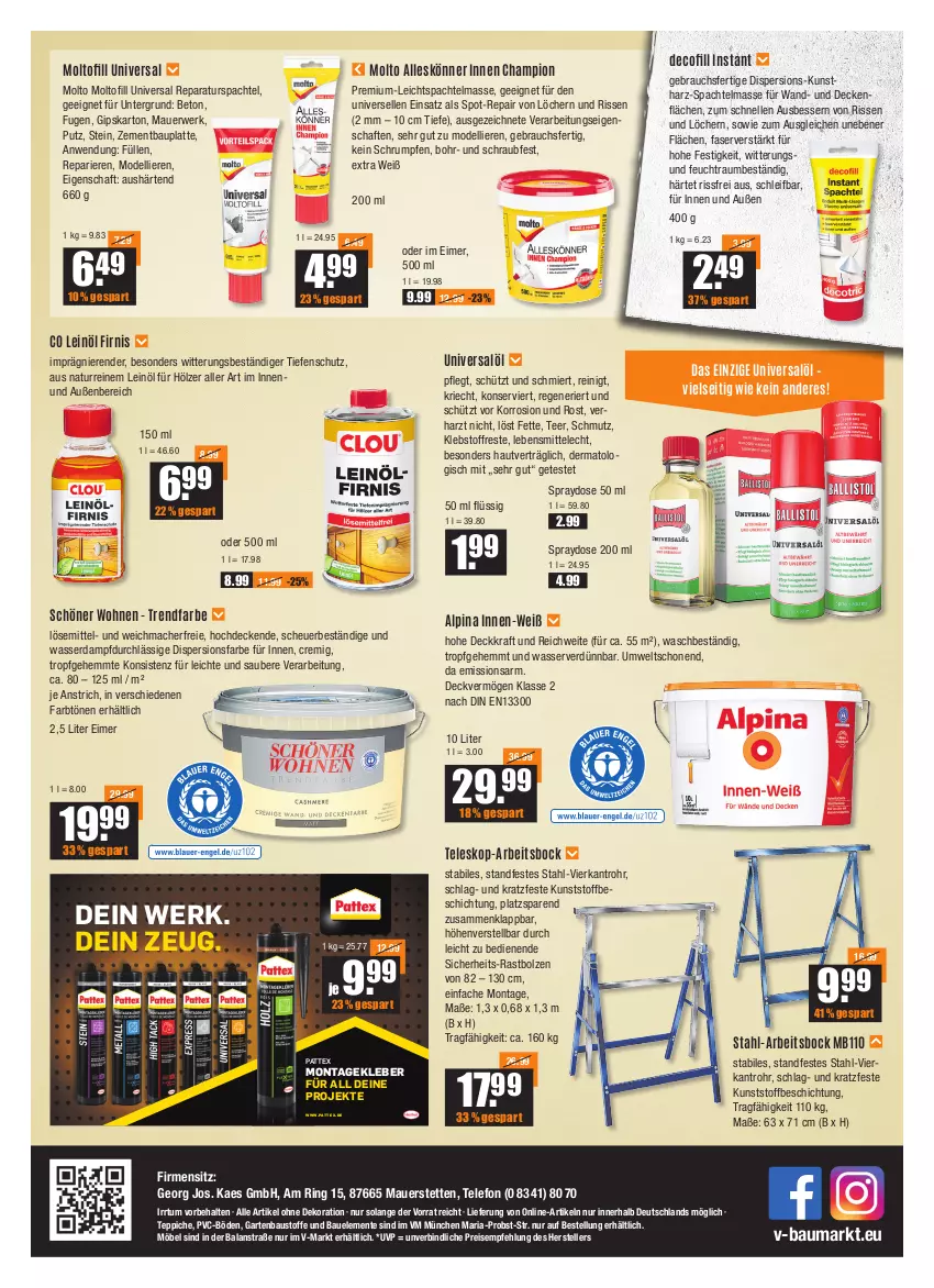 Aktueller Prospekt Vmarkt - V-Baumarkt - von 28.07 bis 03.08.2022 - strona 8 - produkty: alle artikel ohne dekoration, alpina, auer, aust, Bau, Baustoffe, champion, decke, dekoration, dell, eimer, eis, elle, ente, Garten, Heu, kaes, kleber, kraft, Kunstharz, latte, lebensmittel, leinöl, mac, möbel, Mode, molto, natur, obst, Rauch, reis, Ria, ring, rum, rwe, spachtel, tee, telefon, Teleskop, teller, teppich, teppiche, Ti, usb, wasser, Zement