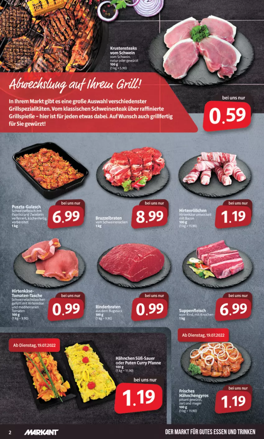 Aktueller Prospekt Markant - Prospekte - von 25.07 bis 30.07.2022 - strona 2 - produkty: gewürz, grill, Grillspieße, gutes essen, Nestea, schwein, schweine, Spezi, steak, Ti, wein, weine