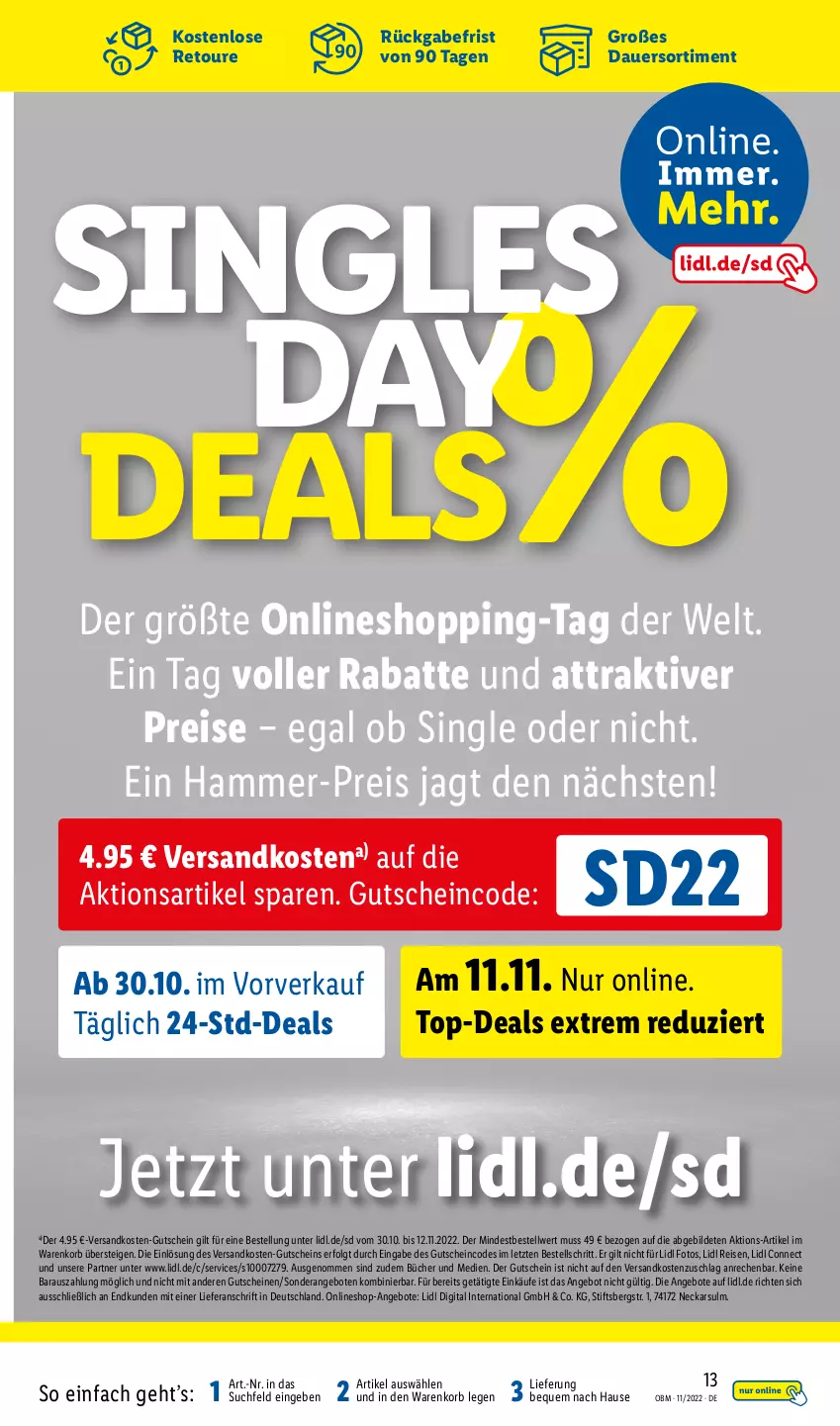 Aktueller Prospekt Lidl - Aktuelle Onlineshop-Highlights - von 01.11 bis 30.11.2022 - strona 13 - produkty: angebot, angebote, auer, eis, gutschein, gutscheine, hammer-preis, korb, LG, ndk, reis, Ti, ZTE