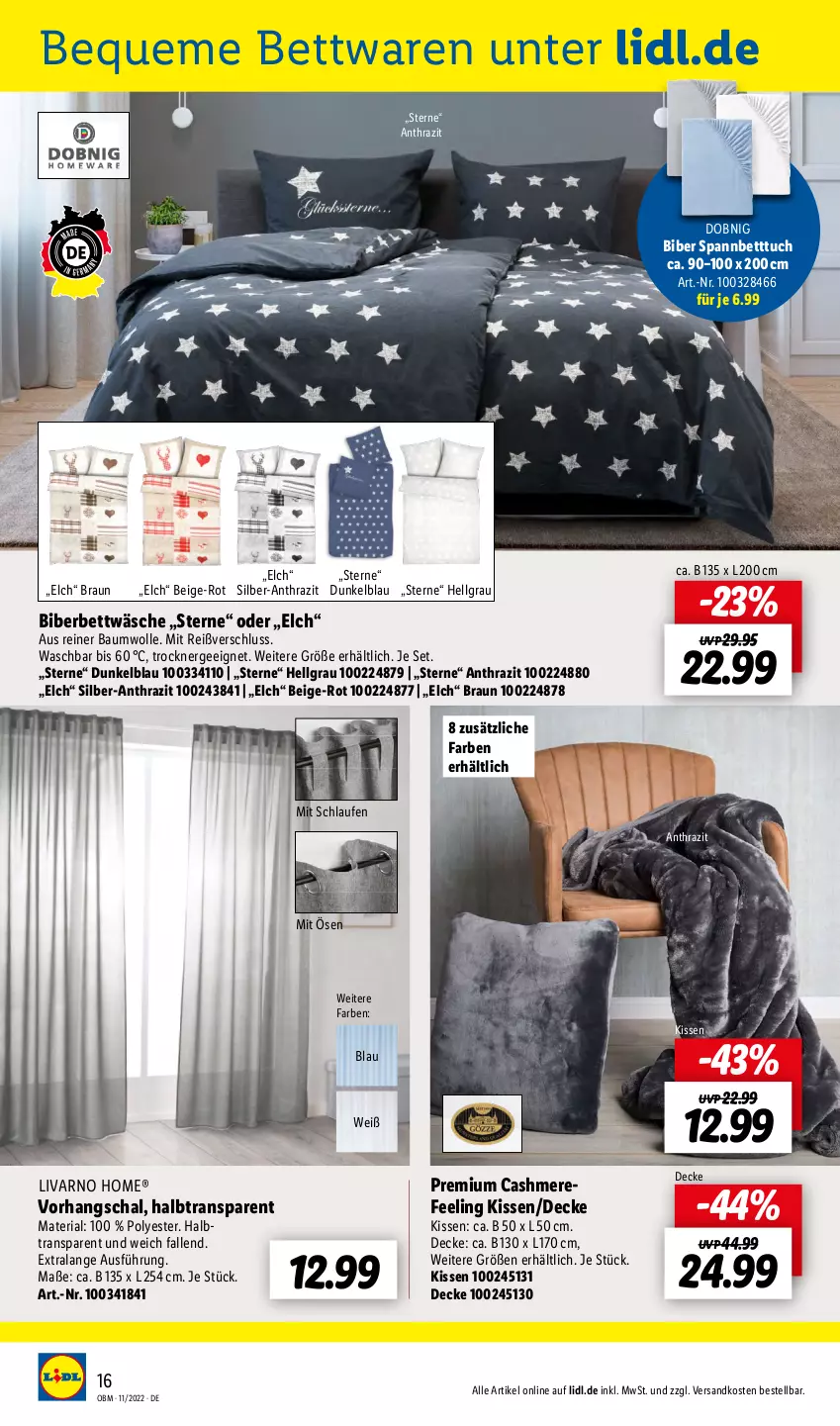 Aktueller Prospekt Lidl - Aktuelle Onlineshop-Highlights - von 01.11 bis 30.11.2022 - strona 16 - produkty: Bau, baumwolle, bett, Betttuch, bettwäsche, braun, cashmere, decke, Ergee, kissen, Laufen, LG, ndk, Ria, Schal, spannbetttuch, Ti, Trockner, tuc, wolle