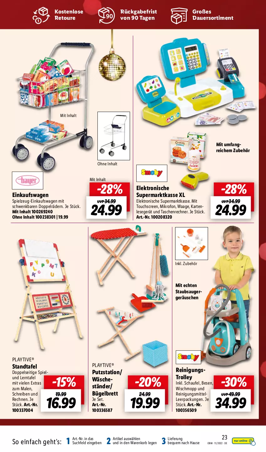 Aktueller Prospekt Lidl - Aktuelle Onlineshop-Highlights - von 01.11 bis 30.11.2022 - strona 23 - produkty: auer, bügel, Elektro, elle, korb, Reinigung, Reinigungsmittel, spielzeug, staubsauger, Tasche, taschen, Ti, touchscreen, trolley, Waage, Wischmopp