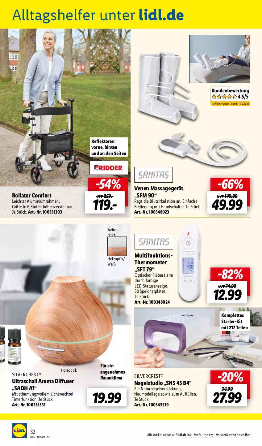 Aktueller Prospekt Lidl - Aktuelle Onlineshop-Highlights - von 01.11 bis 30.11.2022 - strona 32 - produkty: dell, Diffuser, Holz, Massagegerät, Mode, natur, ndk, Schal, silvercrest, thermometer, Ti, timer, tisch