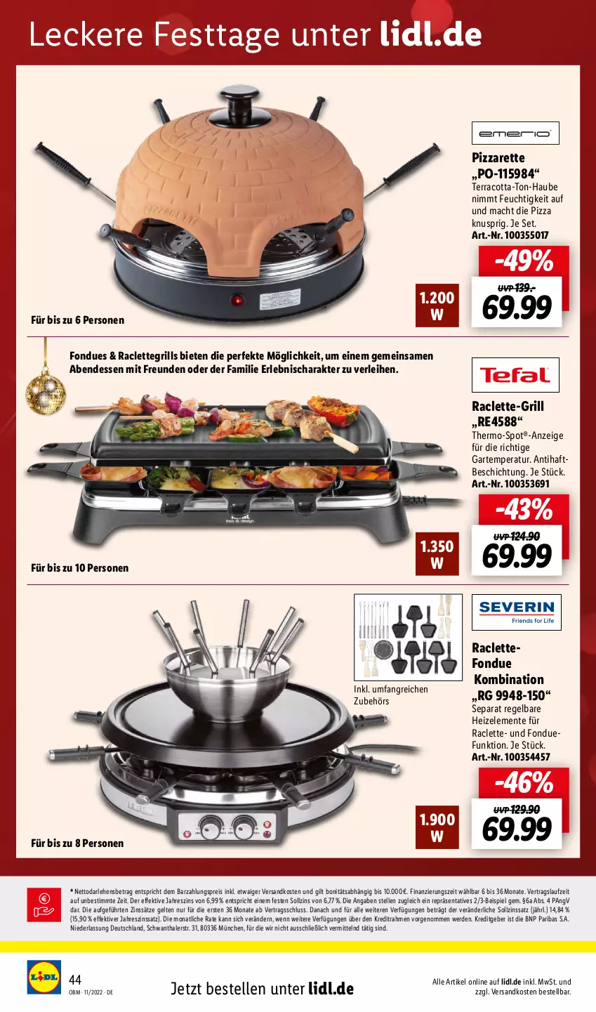 Aktueller Prospekt Lidl - Aktuelle Onlineshop-Highlights - von 01.11 bis 30.11.2022 - strona 44 - produkty: eis, elle, ente, erde, Fondue, grill, mac, ndk, pizza, Raclettegrill, reis, Ti