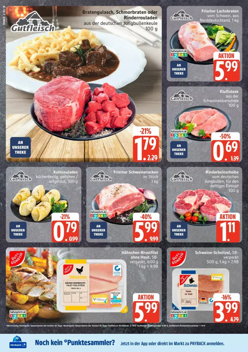 Aktueller Prospekt Edeka - Prospekte - von 05.01 bis 10.01.2026 - strona 12 - produkty: braten, filet, gulasch, hähnchenbrust, jungbullen, payback, rind, rinder, Rinderroulade, rinderrouladen, rouladen, schmorbraten, schwein, tesa, wein