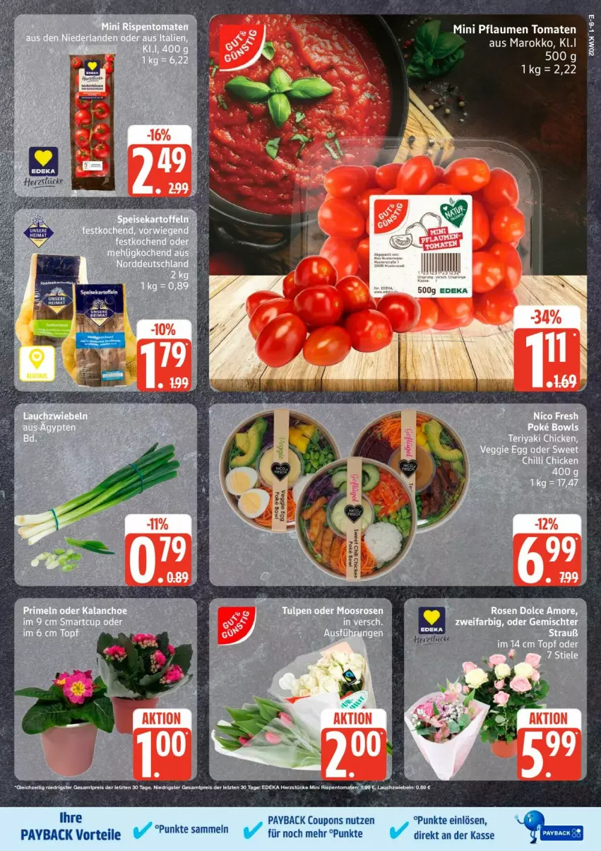 Aktueller Prospekt Edeka - Prospekte - von 05.01 bis 10.01.2026 - strona 9 - produkty: coupon, coupons, deka, eis, payback, pflaume, pflaumen, reis, Ti, tomate, tomaten, ZTE