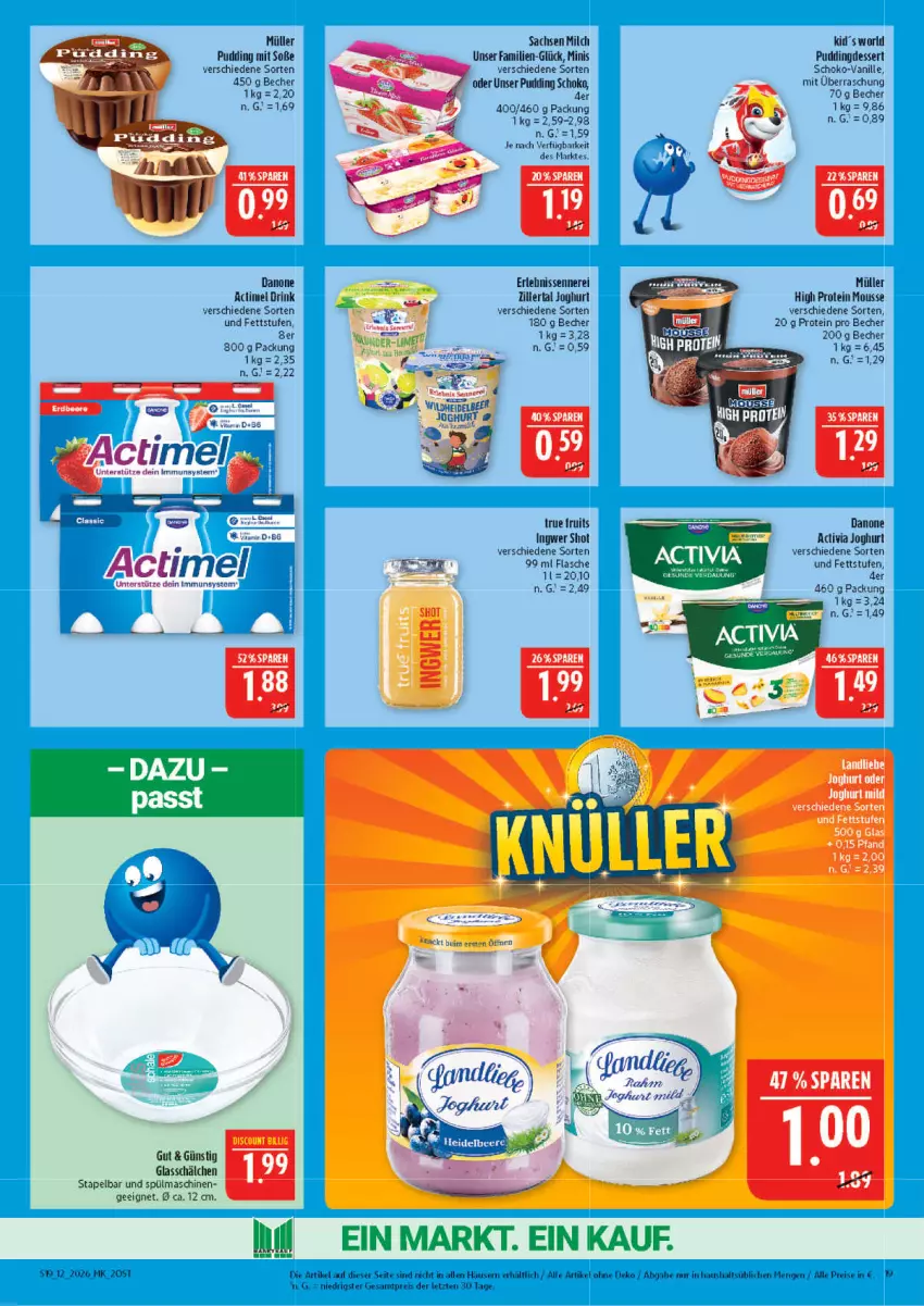 Aktueller Prospekt Marktkauf - Prospekt - von 15.03 bis 21.03.2026 - strona 19 - produkty: actimel, actimel drink, activia, activia joghurt, Becher, danone, danone actimel drink, danone activia, dessert, drink, eis, flasche, ingwer, joghur, joghurt, landliebe, milch, mousse, Müller, pudding, reis, sac, schoko, Soße, spülmaschinen, Ti, true fruits, vanille, ZTE