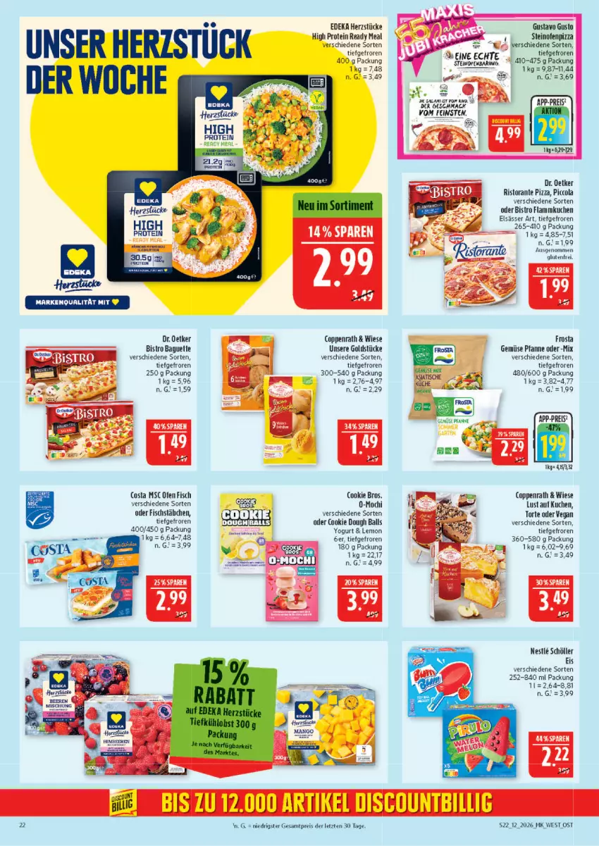 Aktueller Prospekt Marktkauf - Prospekt - von 15.03 bis 21.03.2026 - strona 22 - produkty: ball, cola, cookie, coppenrath, deka, Dr. Oetker, eis, elsässer art, fisch, fischstäbchen, flammkuchen, frosta, Gemüse Mix, Goldstücke, kuchen, lamm, Lust auf Kuchen, mac, Mochi, Ofen, pfanne, pizza, reis, ristorante, ristorante pizza, Schöller, steinofen, Ti, torte, Yo, ZTE