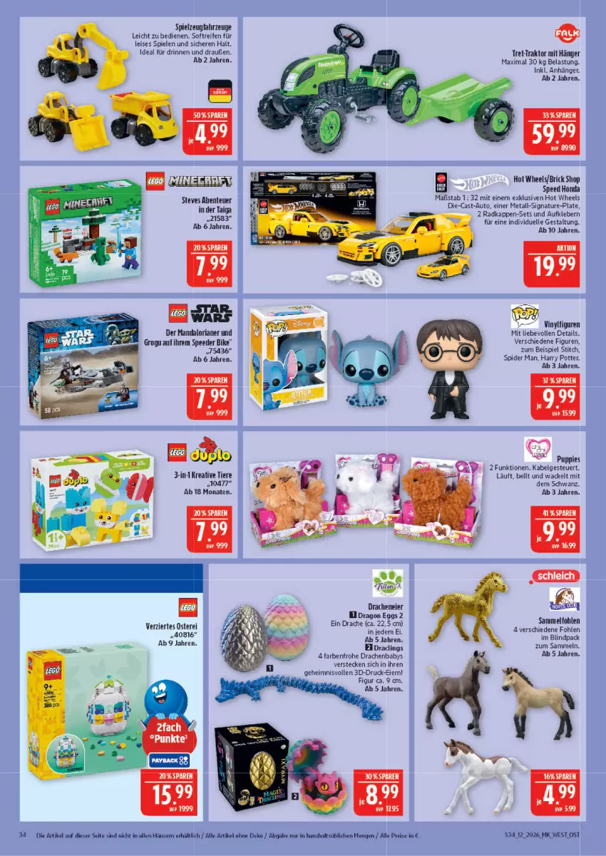 Aktueller Prospekt Marktkauf - Prospekt - von 15.03 bis 21.03.2026 - strona 34 - produkty: Anhänger, Aufkleber, auto, eier, eis, elle, ente, Hot Wheels, kleber, LG, natur, reifen, reis, Ria, spee, Spiele, spielzeug, Ti, Tiere