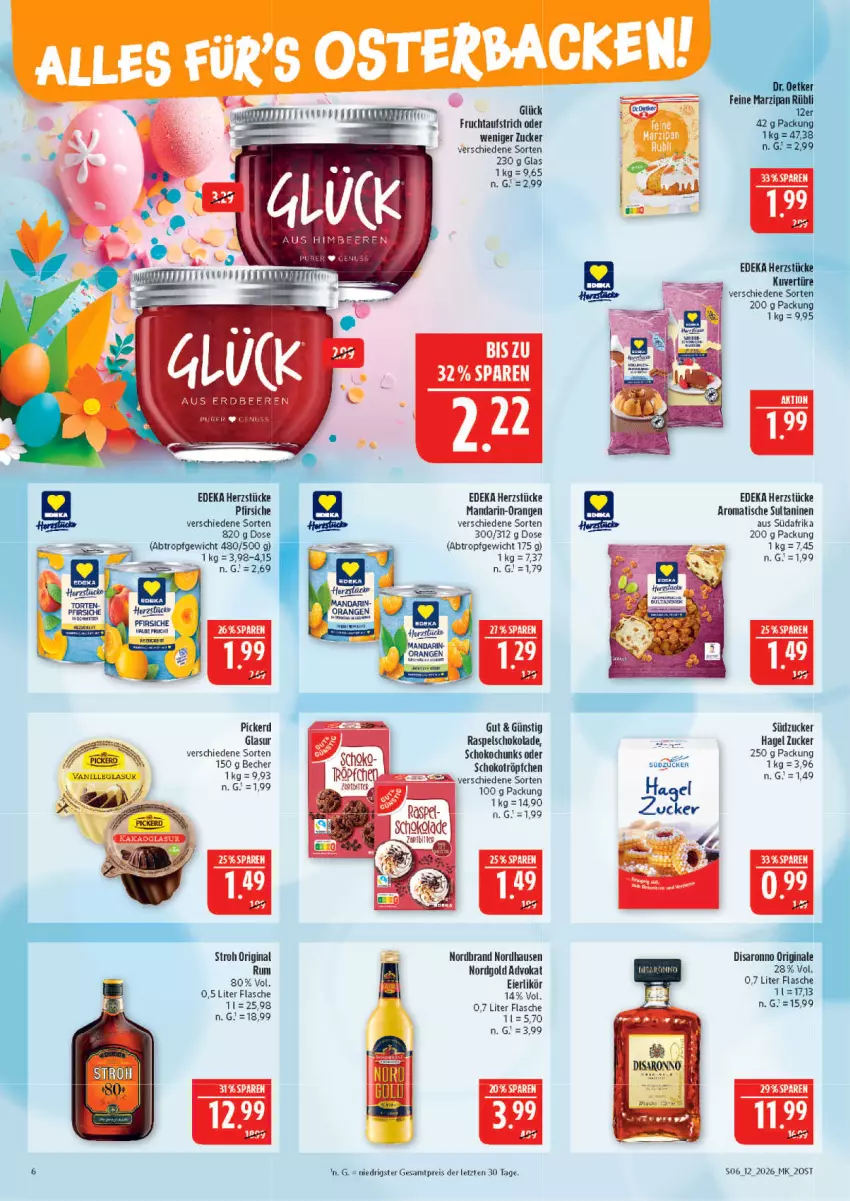 Aktueller Prospekt Marktkauf - Prospekt - von 15.03 bis 21.03.2026 - strona 6 - produkty: aufstrich, Becher, deka, eier, eierlikör, eis, flasche, frucht, fruchtaufstrich, gin, likör, mandarin-orangen, nordbrand, orange, orangen, pfirsich, pfirsiche, reis, rum, saro, schoko, schokolade, südzucker, tee, Ti, tisch, vanille, ZTE, zucker