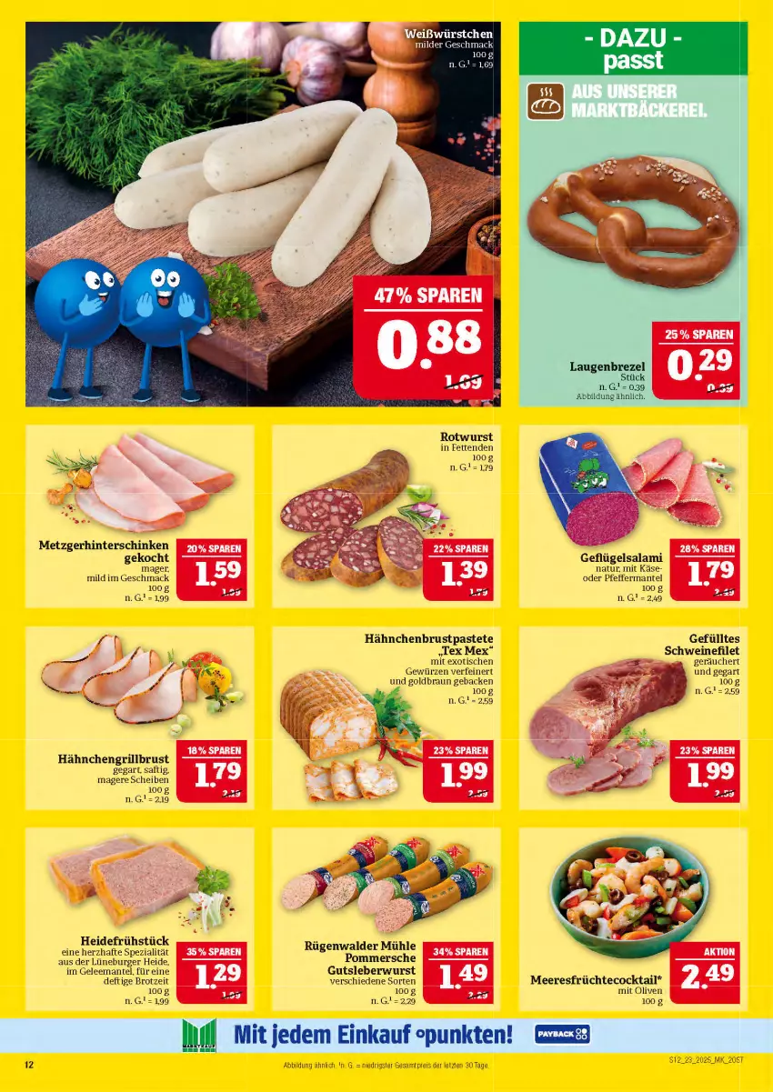 Aktueller Prospekt Marktkauf - Prospekt - von 01.06 bis 07.06.2025 - strona 12 - produkty: braun, brezel, brot, burger, cocktail, eis, filet, früchte, geback, Geflügel, gelee, gewürz, grill, gutsleberwurst, hähnchenbrust, heidefrühstück, hinterschinken, Käse, Laugenbrezel, leberwurst, mac, Mantel, meeresfrüchte, natur, olive, oliven, pastete, pfeffer, Pommersche, reis, Rotwurst, rügenwalder, rügenwalder mühle, saft, salami, schinken, schwein, schweine, schweinefilet, Spezi, Ti, tisch, wein, weine, wurst, würstchen, ZTE
