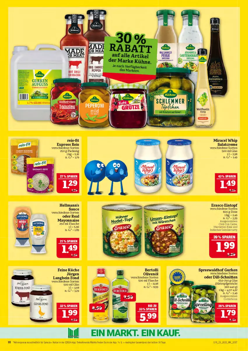 Aktueller Prospekt Marktkauf - Prospekt - von 01.06 bis 07.06.2025 - strona 18 - produkty: ACC, aceto, aktionspreis, balsam, balsamico, bertolli, chili, creme, curry, deka, dressing, eintopf, eis, erasco, essig, flasche, Garten, gurke, gurken, Hellmann's, hot chili, Käse, Kraut, küche, mac, mayonnaise, miracel, miracel whip, nuss, olive, oliven, olivenöl, Rauch, reis, reis-fit, rind, rinder, salat, salatcreme, sauce, schnitten, spreewaldhof, Sriracha, Ti, topf, wein, Weißwein, Yo, ZTE
