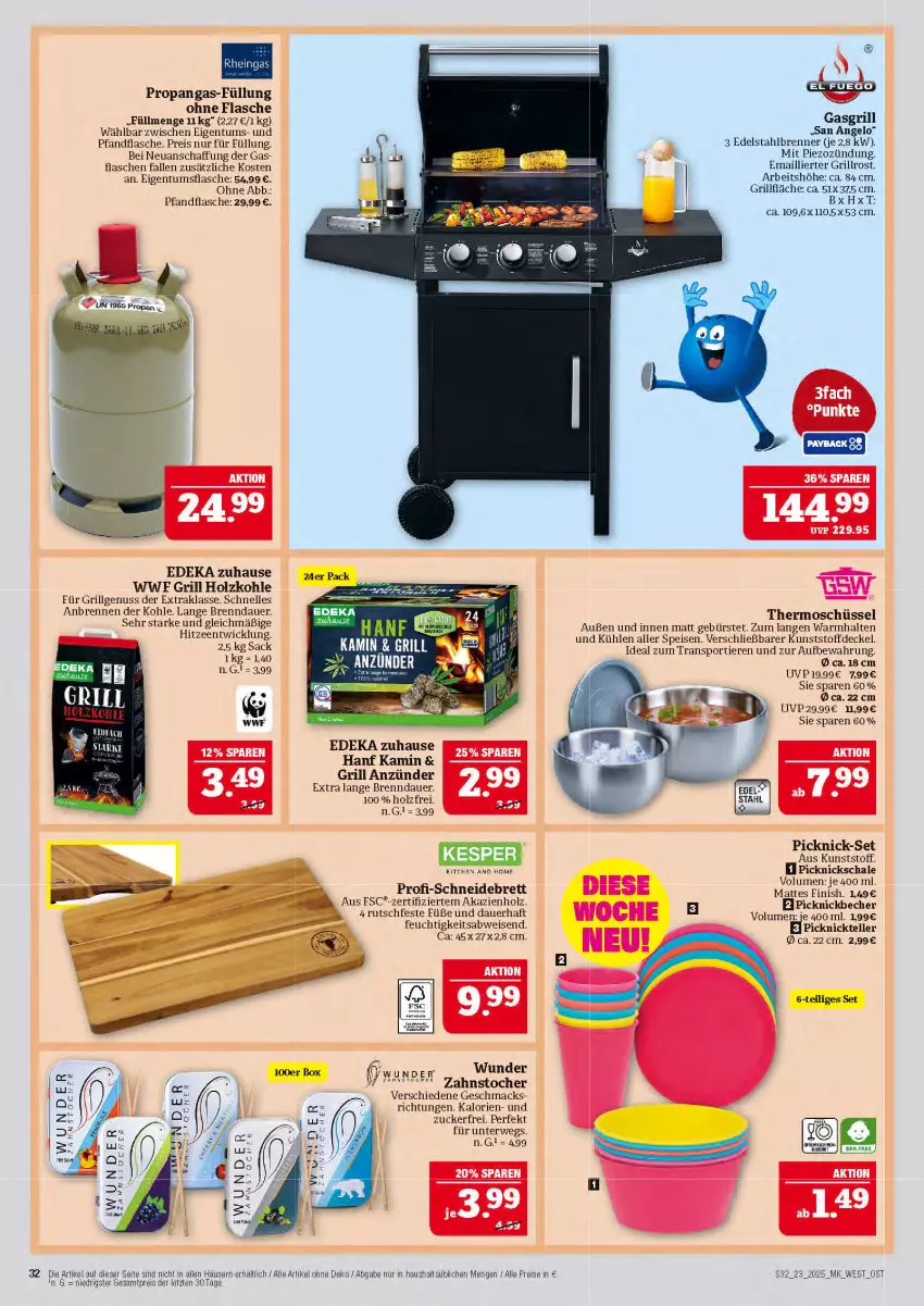 Aktueller Prospekt Marktkauf - Prospekt - von 01.06 bis 07.06.2025 - strona 32 - produkty: anzünder, auer, bürste, decke, Deckel, deka, edelstahl, eis, elle, flasche, gasgrill, grill, grillrost, Holz, holzkohle, Kamin, LG, mac, nuss, reis, rwe, sac, Schal, Schale, schneidebrett, schüssel, Sport, teller, Ti, Tiere, WICK, ZTE, zucker