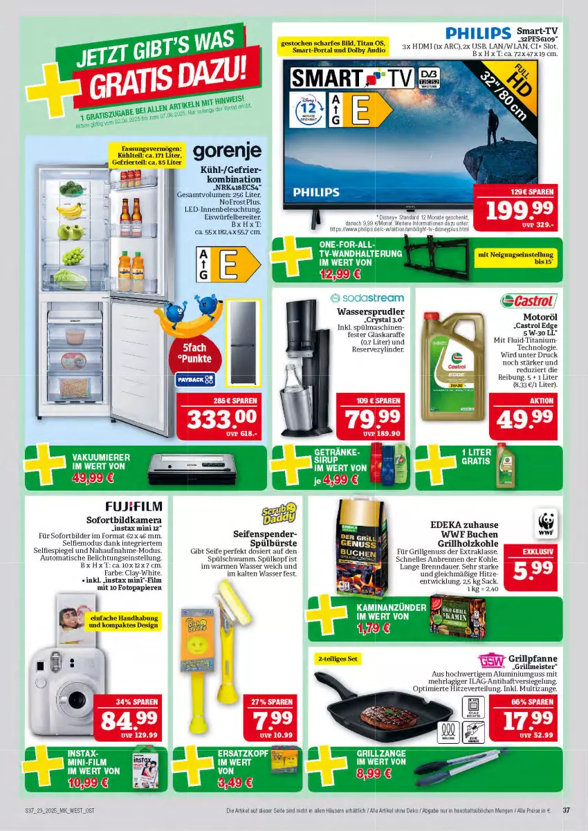 Aktueller Prospekt Marktkauf - Prospekt - von 01.06 bis 07.06.2025 - strona 37 - produkty: anzünder, auer, auto, beleuchtung, buch, bürste, deka, disney, eis, eiswürfel, eiswürfelbereiter, elle, glaskaraffe, gorenje, grill, grillholzkohle, Grillpfanne, grillzange, HDMI, Holz, holzkohle, ilag, kamera, Kamin, Karaffe, LG, Meister, nuss, papier, pfanne, Philips, reis, sac, schwamm, Seife, seifenspender, Soda, sodastream, spiegel, spülmaschinen, Ti, tisch, usb, Vakuumierer, wandhalterung, wasser, wassersprudler, WICK, würfel