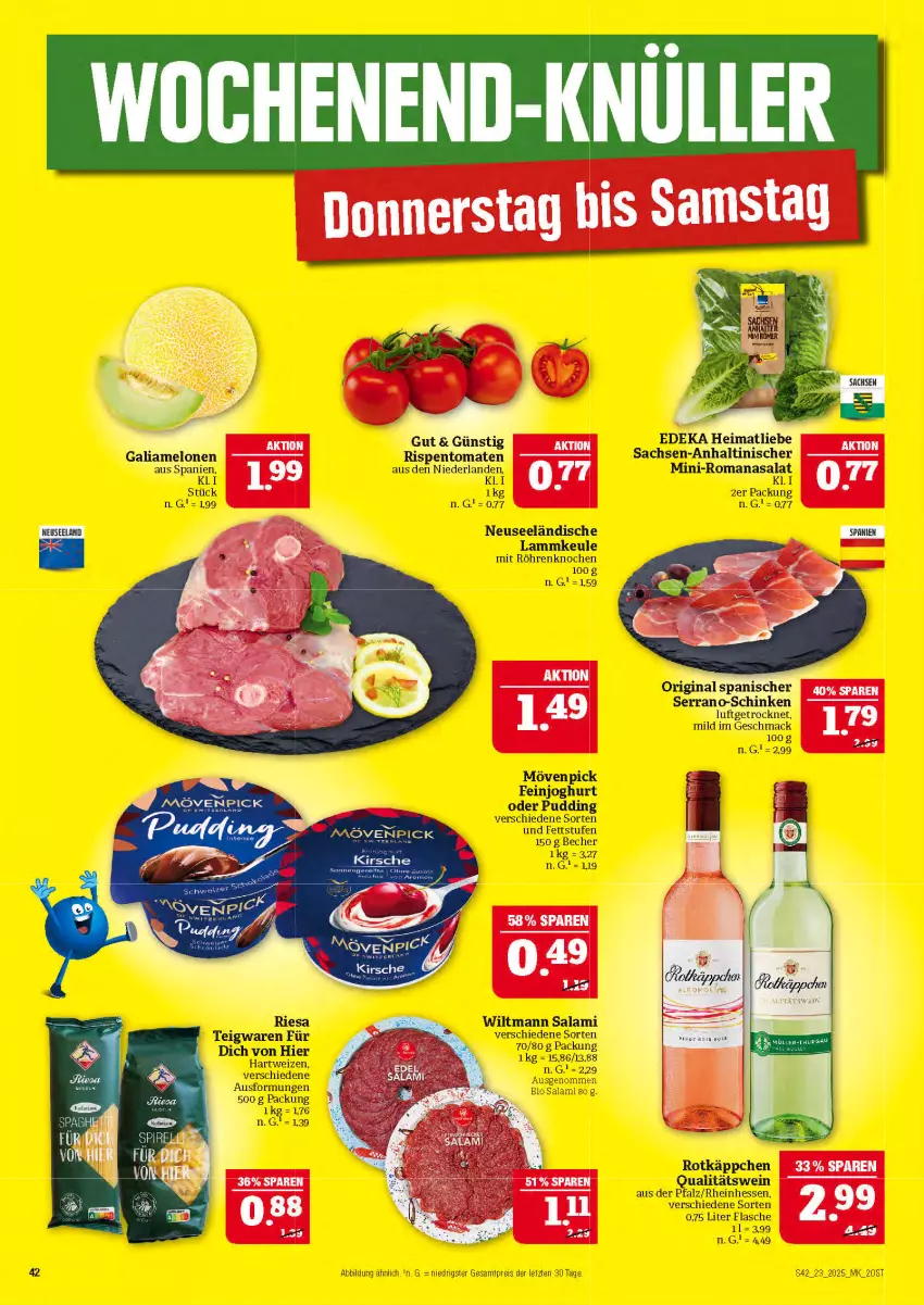 Aktueller Prospekt Marktkauf - Prospekt - von 01.06 bis 07.06.2025 - strona 42 - produkty: Becher, bio, eis, feinjoghurt, flasche, hartweizen, joghur, joghurt, lamm, lammkeule, mövenpick, pudding, reis, rotkäppchen, salami, teigwaren, wein, wiltmann, ZTE