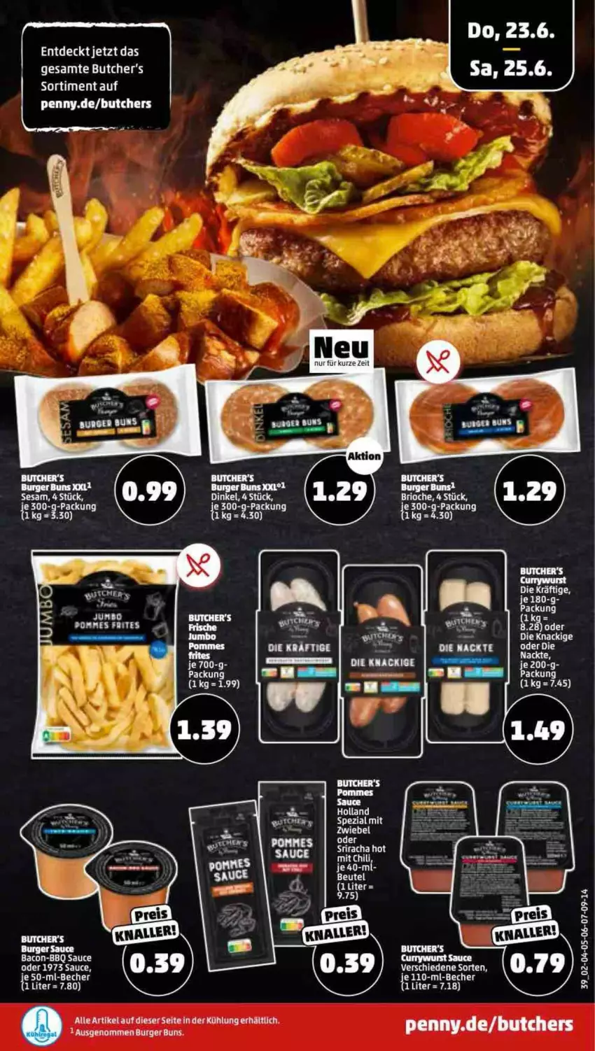 Aktueller Prospekt Penny - Prospekte - von 20.06 bis 25.06.2022 - strona 39 - produkty: bacon, Becher, burger, burger buns, chili, pommes, Pommes Frites, puma, sauce, sesam, Spezi, Sriracha, tee, Ti