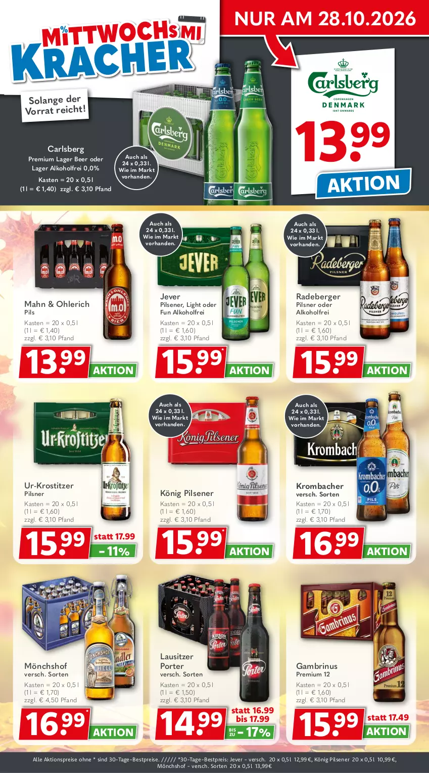Aktueller Prospekt Getraenkeland - von 26.10 bis 07.11.2026 - strona 2 - produkty: aktionspreis, alkohol, Berger, bestpreis, bestpreise, carlsberg, eis, jever, könig pilsener, krombache, krombacher, mönchshof, pils, pilsener, pilsner, radeberger, reis, Ti