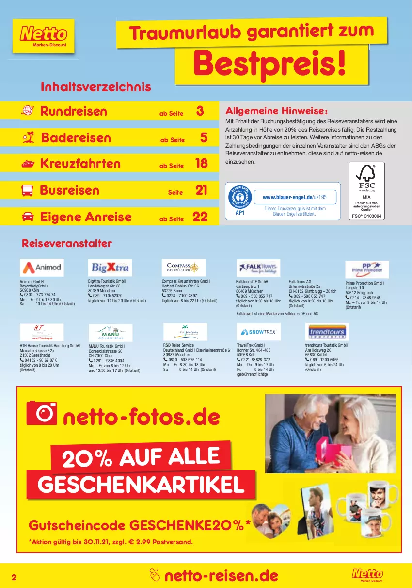 Aktueller Prospekt Netto Marken-Discount - Reisemagazin November - von 01.11 bis 30.11.2021 - strona 2