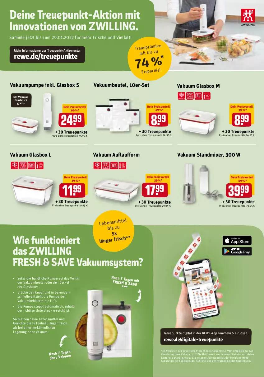 Aktueller Prospekt Rewe - Diese Woche im Angebot! - von 03.01 bis 08.01.2022 - strona 17 - produkty: auto, Behälter, beutel, decke, Deckel, eis, elle, lebensmittel, Mixer, preisvorteil, reis, standmixer, Ti, tisch, Vakuumbeutel