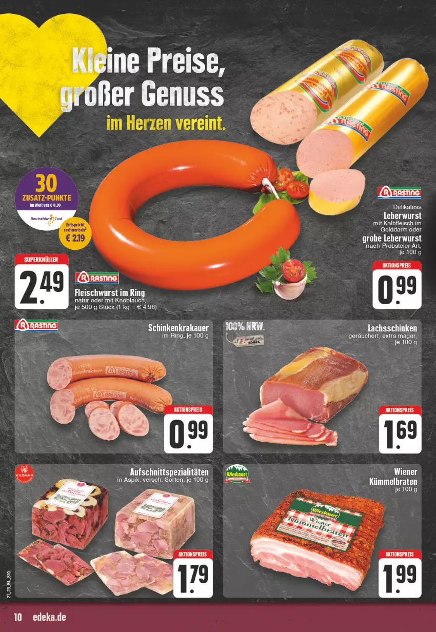 Aktueller Prospekt E Center - Angebote der Woche - von 22.05 bis 27.05.2023 - strona 10 - produkty: aktionspreis, auer, braten, eier, eis, fleisch, Kalbfleisch, knoblauch, krakauer, mit kalbfleisch, mit knoblauch, natur, nuss, obst, reis, Ria, ring, schinken, schinkenkrakauer, Ti, wiener