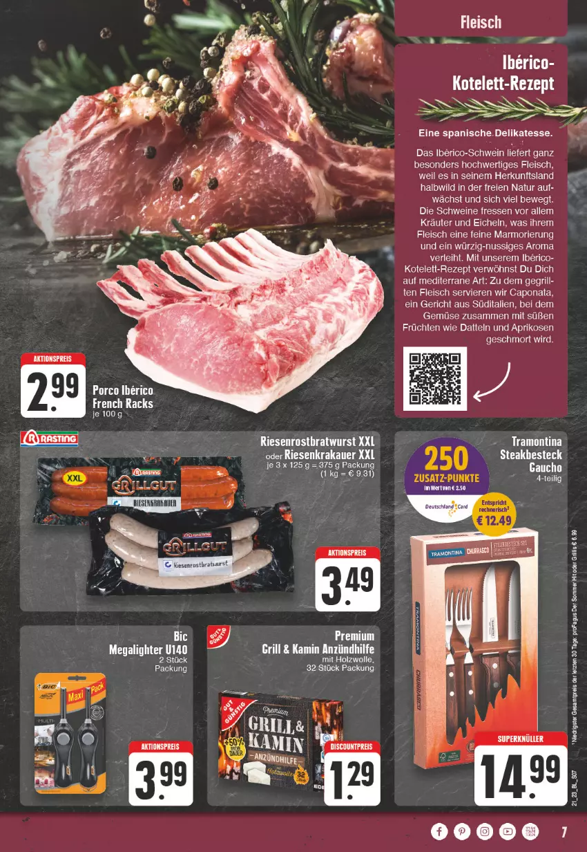 Aktueller Prospekt E Center - Angebote der Woche - von 22.05 bis 27.05.2023 - strona 7 - produkty: aktionspreis, aprikose, aprikosen, besteck, Cap, Datteln, discount, eis, fleisch, früchte, früchten, grill, Holz, Kamin, kotelett, kräuter, natur, nuss, profagus, reis, rezept, schwein, schweine, steak, steakbesteck, Ti, wein, weine, Wild, wolle, wurst, ZTE