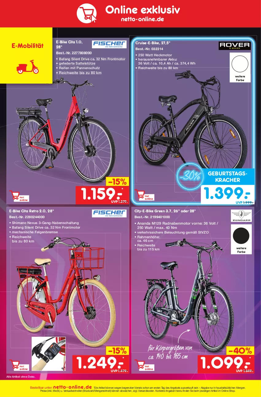 Aktueller Prospekt Netto Marken-Discount - Filial-Angebote - von 27.02 bis 04.03.2023 - strona 42 - produkty: akku, angebot, beleuchtung, E-Bike, E-Mobilität, eis, felgen, kracher, LG, ndk, nexus, reifen, reis, sattel, sattelstütze, Schal, shimano, Ti, ZTE