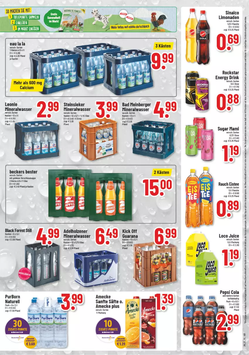 Aktueller Prospekt Trinkgut - von 19.09 bis 24.09.2022 - strona 3 - produkty: adelholzener, Alwa, amecke, angebot, angebotspreis, Bad, Beckers Bester, Berger, black forest, Calcium, cola, deutschlandcard, drink, eis, eistee, energy drink, erde, flasche, Holz, lack, LG, limo, limonade, limonaden, mac, mam, mineralwasser, natur, pepsi, Pepsi Cola, Rana, Rauch, reis, rel, Rockstar, säfte, sinalco, Steinsieker, tee, Ti, wasser