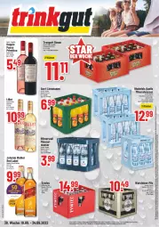 Gazetka promocyjna Trinkgut - Gazetka - ważna od 24.09 do 24.09.2022 - strona 1 - produkty: Alwa, angebot, angebotspreis, aperitif, bier, blended scotch, blended scotch whisky, deka, deutschlandcard, doppio passo, eis, elle, erde, flasche, johnnie walker, LG, limo, limonade, limonaden, mineralwasser, passo, pils, pilsener, primitivo, reis, rheinfels quelle, scotch, scotch whisky, sim, steiner, Ti, uhr, warsteiner, wasser, whisky