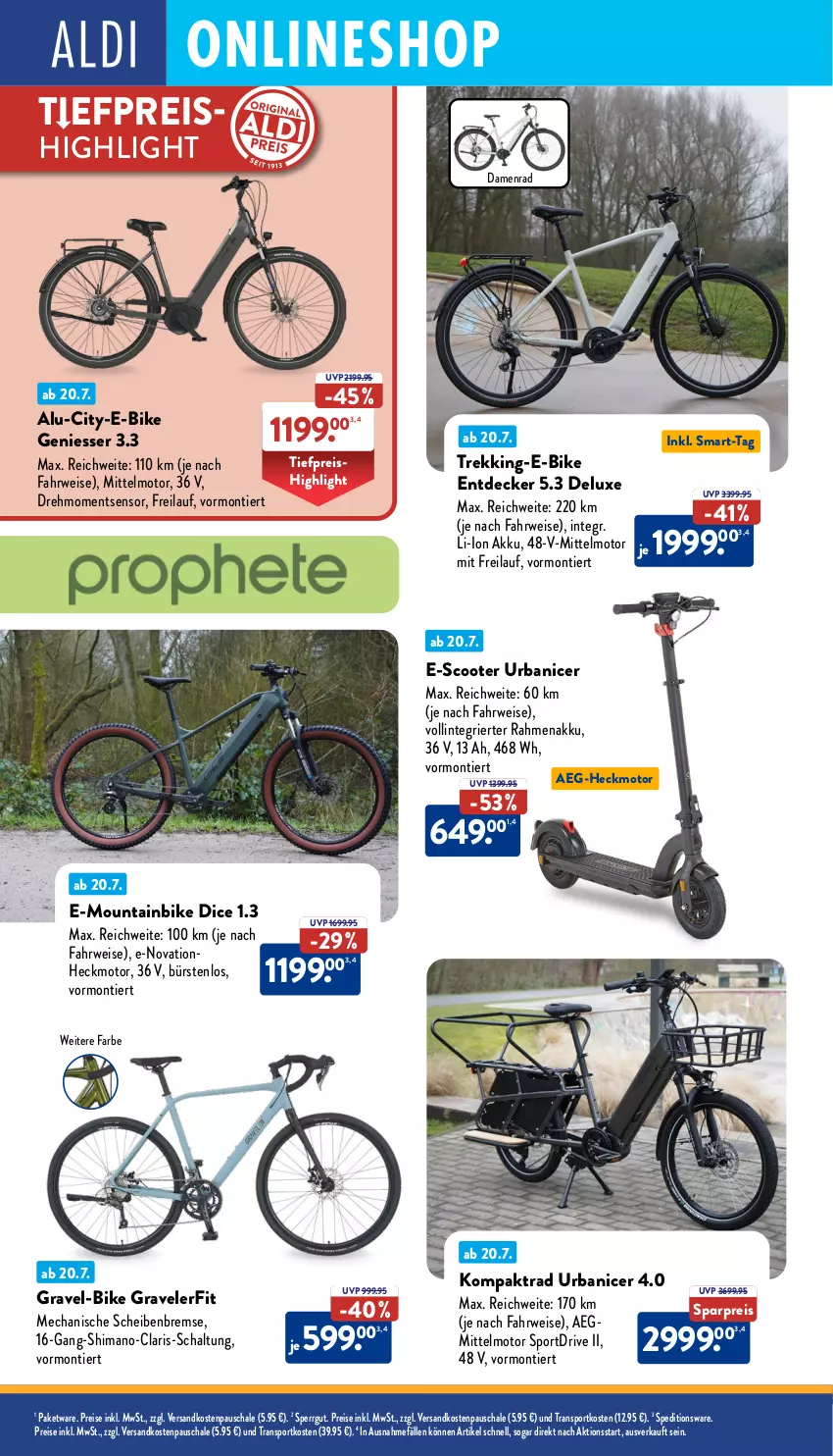 Aktueller Prospekt Aldi Nord - Von Montag - von 21.07 bis 26.07.2025 - strona 34 - produkty: aeg, akku, bürste, bürsten, decke, E-Bike, eis, Mountainbike, ndk, reis, rwe, Schal, Schale, scooter, shimano, Sport, Ti, tiefpreis