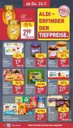 Gazetka promocyjna Aldi Nord - Von Montag - Gazetka - ważna od 26.07 do 26.07.2025 - strona 30 - produkty: aldi, angebot, angebote, aus der tiefkühlung, cerealien, creme, Dr. Oetker, eis, Eisriegel, elle, ferrero, gin, halbfettmargarine, haselnuss, honig, keks, kekse, Kinder, konfitüre, kuchen, landliebe, langnese, lätta, leine, margarine, mars, milch, milka, nuss, ohne palmöl, reis, riegel, schoko, schokolade, teller, Ti, tiefpreis, vollmilch