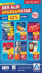 Gazetka promocyjna Aldi Nord - Von Montag - Gazetka - ważna od 26.07 do 26.07.2025 - strona 36 - produkty: aldi, alkohol, arla, aus der tiefkühlung, auto, camembert, dip, eis, flasche, frucht, gin, grapefruit, heinz, Kærgården, ketchup, lorenz, magazin, mayonnaise, papier, rapsöl, reis, schöfferhofer, snack, Streichzart, telefon, Ti, Wild, Yo, ZTE
