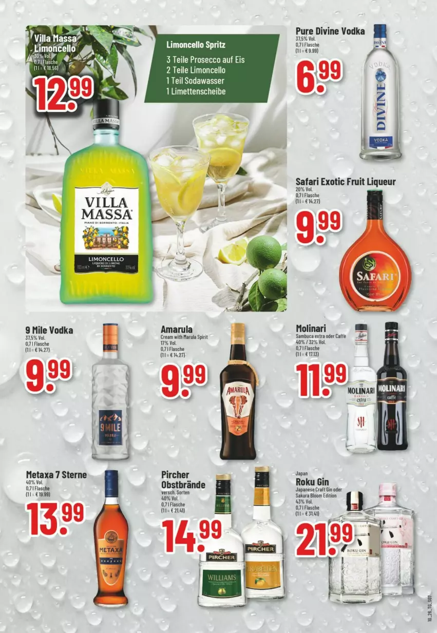 Aktueller Prospekt Trinkgut - Prospekte - von 01.03 bis 07.03.2026 - strona 9 - produkty: amarula, caffe, flasche, gin, limette, limetten, limo, liqueur, Metaxa, Mett, metten, Molinari, obst, pircher, sambuca, tee, Ti, vodka, wasser