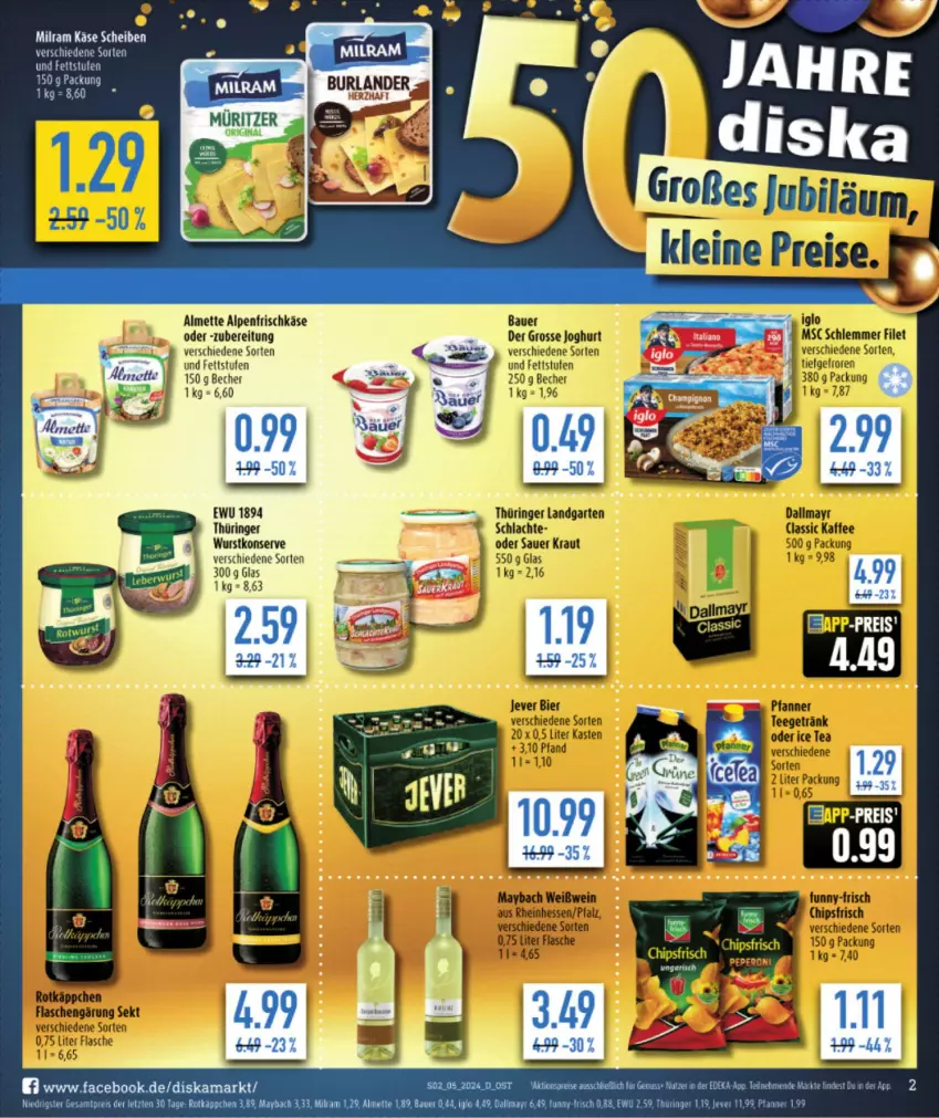 Aktueller Prospekt Diska - von 29.01 bis 03.02.2024 - strona 2 - produkty: almette, alpenfrischkäse, Bebe, Becher, beere, eis, frischkäse, Garten, gin, jever, Käse, maybach, Mett, milram, pfanne, Pfanner, reis, ring, Ti, wurst, ZTE