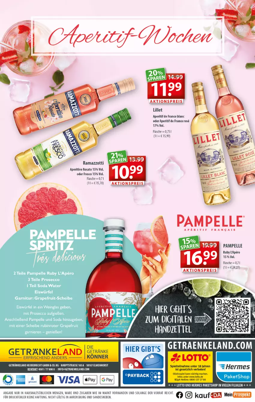 Aktueller Prospekt Getraenkeland - von 27.06 bis 09.07.2022 - strona 10 - produkty: aktionspreis, aperitif, aperitivo rosato, eis, Elan, elle, flasche, lillet, mac, rama, ramazzott, ramazzotti, reis, rosato, Ti, zott