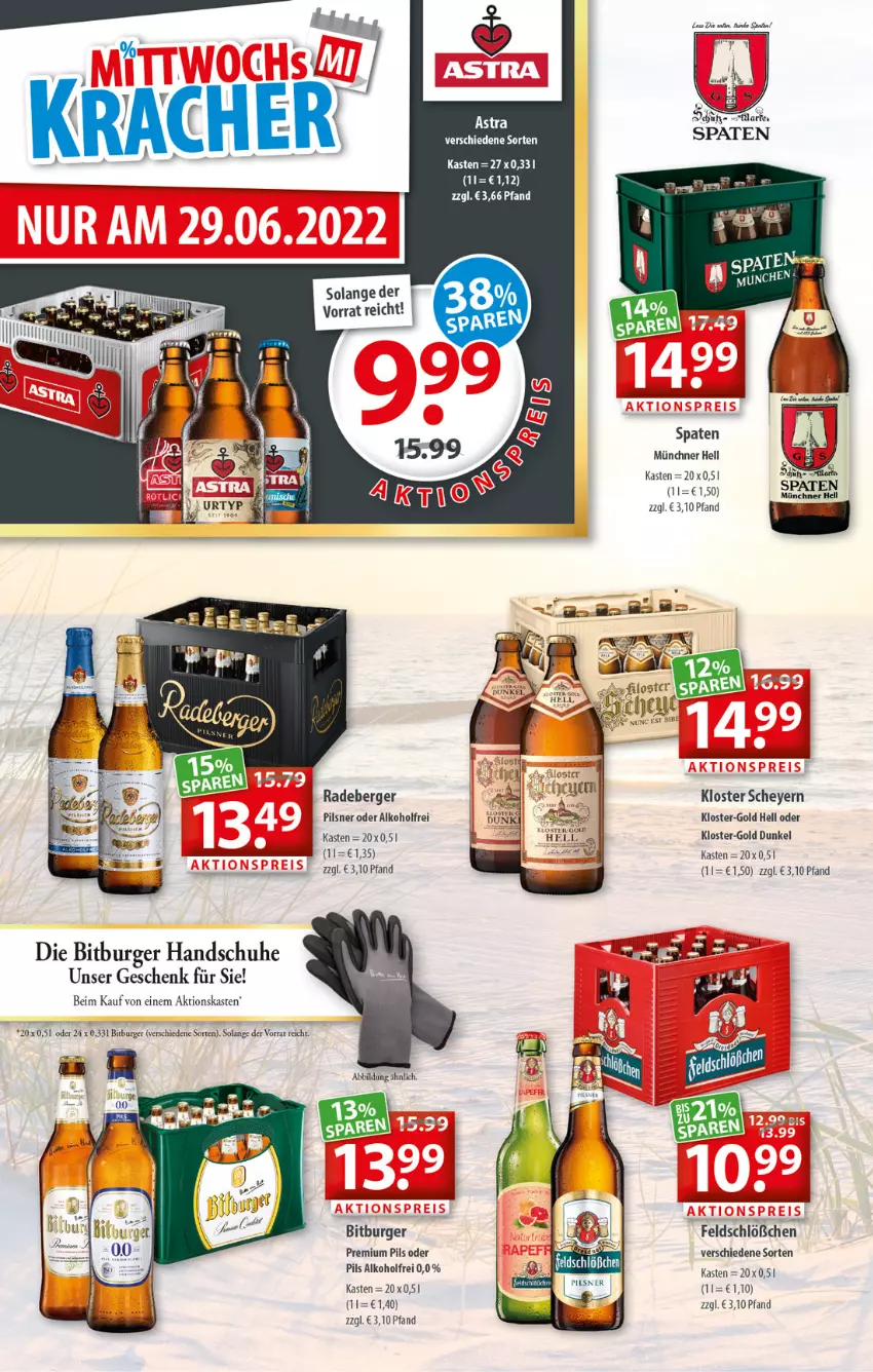 Aktueller Prospekt Getraenkeland - von 27.06 bis 09.07.2022 - strona 2 - produkty: alkohol, Astra, Berger, bitburger, burger, handschuhe, pils, pilsner, premium pils, radeberger, schuhe, Spaten, Ti