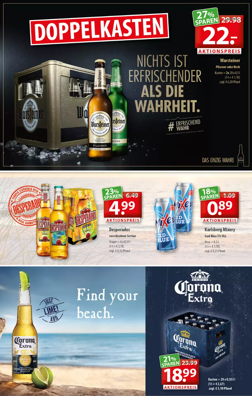 Aktueller Prospekt Getraenkeland - von 27.06 bis 09.07.2022 - strona 4 - produkty: aktionspreis, desperados, eier, eis, karlsberg, karlsberg mixery, Mixer, mixery, pils, pilsener, reis, steiner, Ti, warsteiner