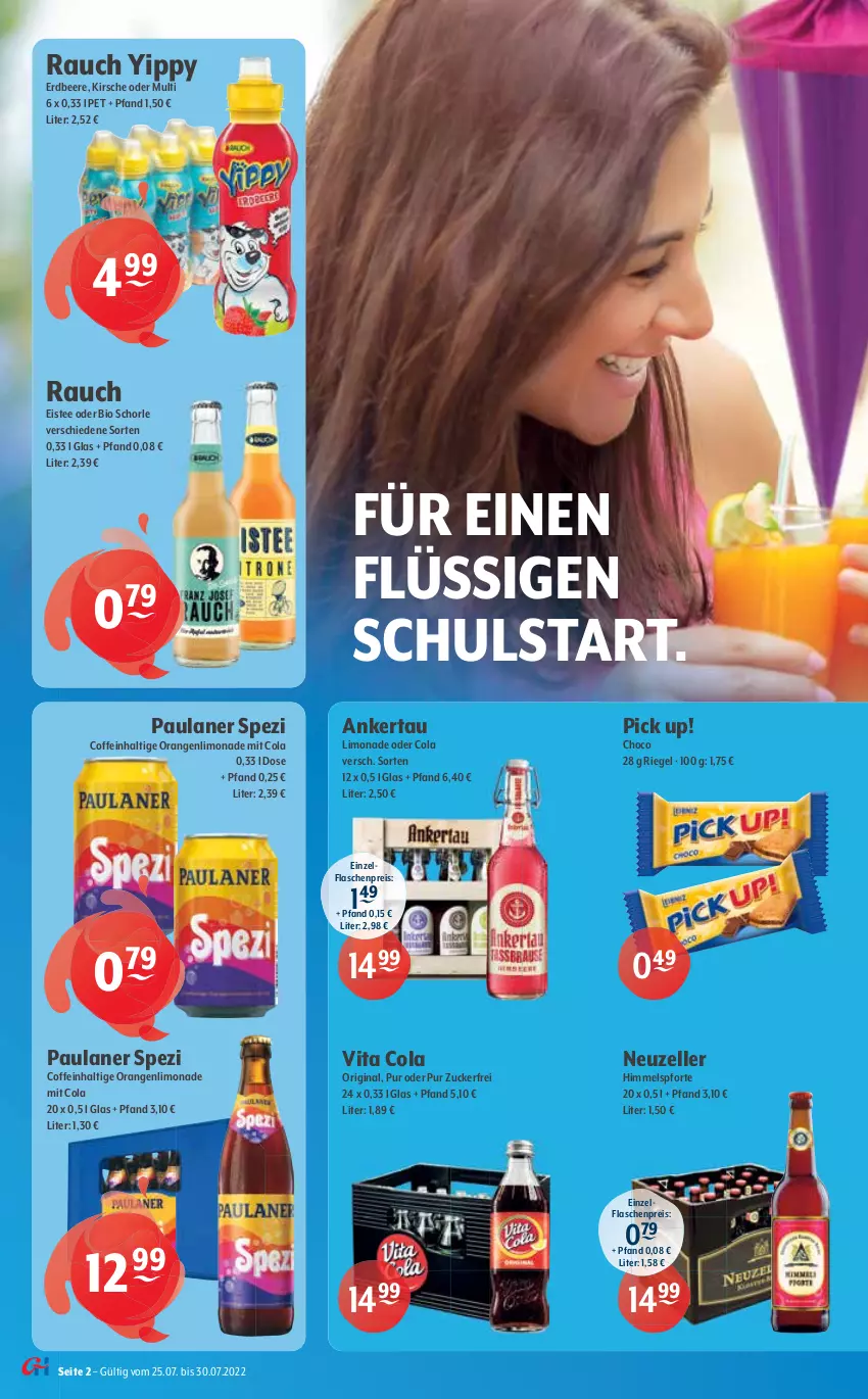 Aktueller Prospekt Getraenke Hoffmann - Prospekte - von 25.07 bis 30.07.2022 - strona 2 - produkty: alkohol, beere, bio, BraTee, Cap, capri-sun, coffein, cola, durstlöscher, eis, eistee, elle, erdbeere, flasche, frucht, fruchtsaft, getränk, getränke, gin, Hohes C, kirsch, kirsche, limo, limonade, ohne alkohol, orange, orangen, Paula, paulaner, Pick Up!, Rauch, reis, riegel, robby, saft, schorle, sinalco, Spezi, tee, Ti, vita, Vita C, zucker