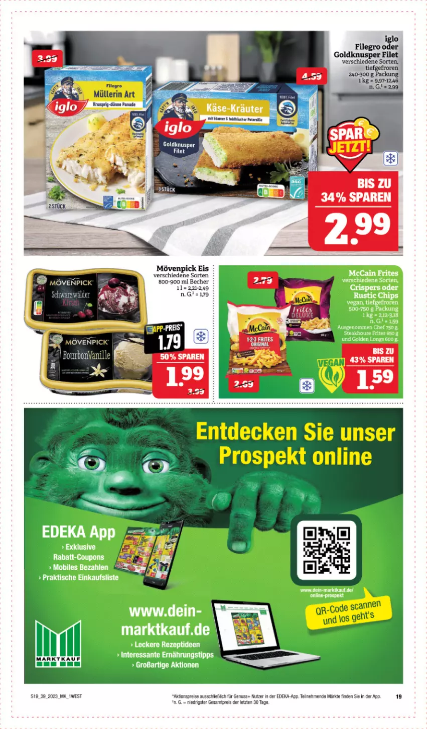 Aktueller Prospekt Edeka - Angebote der Woche - von 25.09 bis 30.09.2023 - strona 19 - produkty: aktionspreis, Becher, deka, eis, filegro, filet, mövenpick, mövenpick eis, nuss, reis, Ti, ZTE