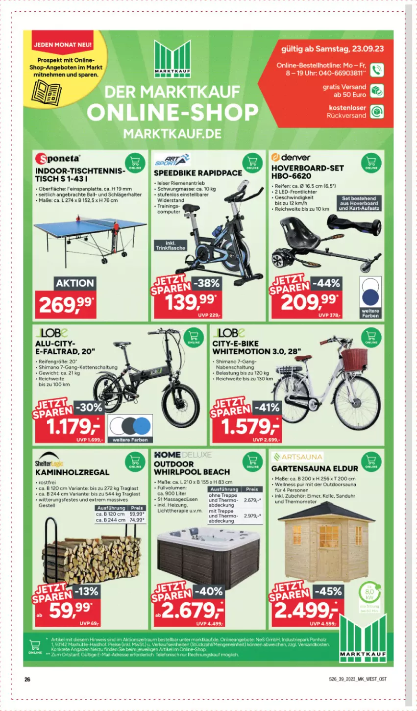 Aktueller Prospekt Edeka - Angebote der Woche - von 25.09 bis 30.09.2023 - strona 26 - produkty: angebot, angebote, ball, computer, E-Bike, eimer, eis, elle, Garten, Holz, Kamin, Kaminholz, Kette, latte, pool, pute, regal, reifen, Ria, Schal, shimano, spee, thermometer, Ti, tisch, uhr, Whirlpool