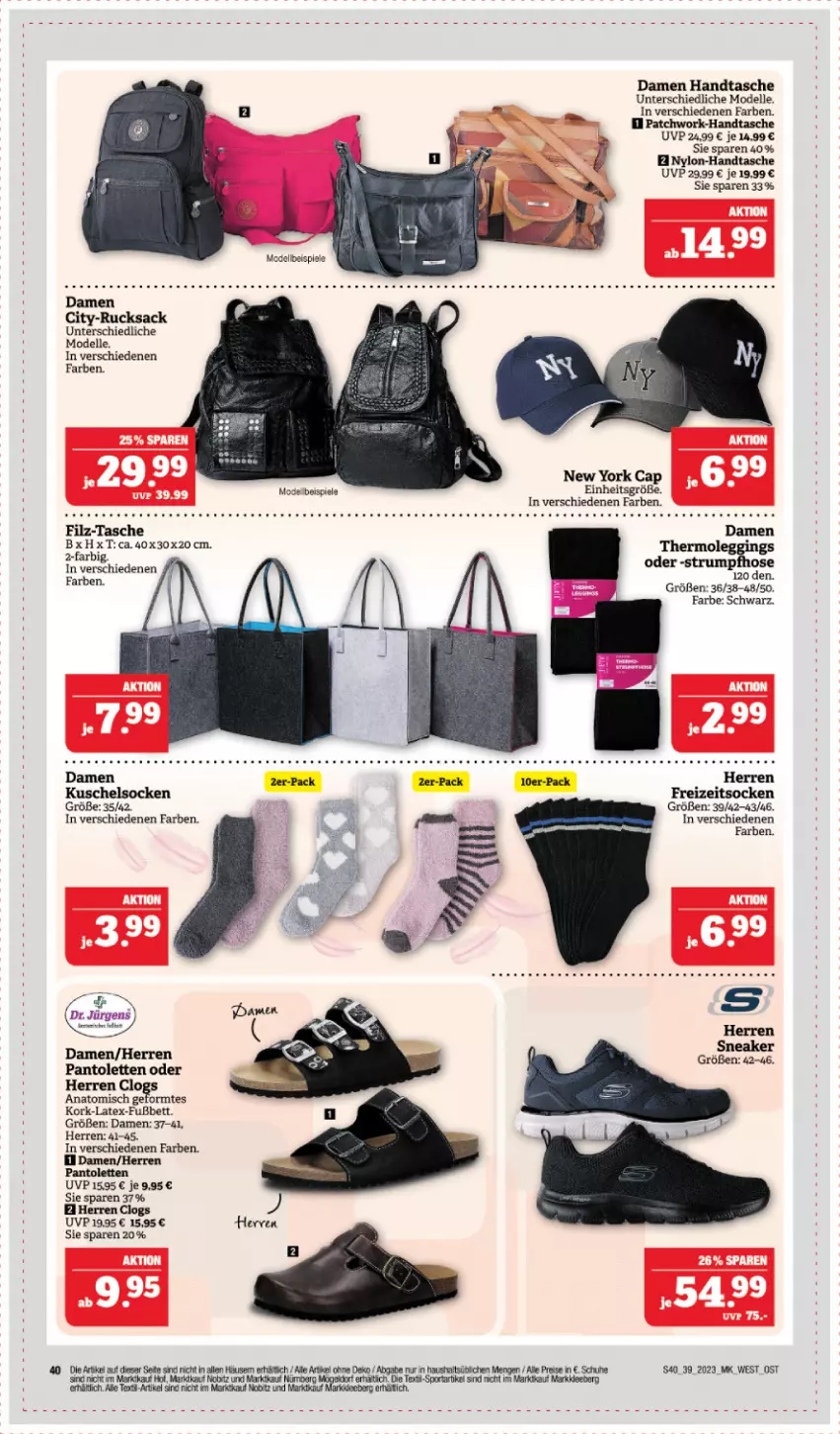 Aktueller Prospekt Edeka - Angebote der Woche - von 25.09 bis 30.09.2023 - strona 40 - produkty: bett, Cap, Clogs, dell, eis, elle, Freizeitsocken, gin, Handtasche, hose, Kuschelsocken, leggings, Mode, pantolette, pantoletten, reis, rucksack, rum, sac, schuhe, sneaker, socken, Spiele, Sport, Strumpfhose, Tasche, Thermoleggings, Ti, Yo