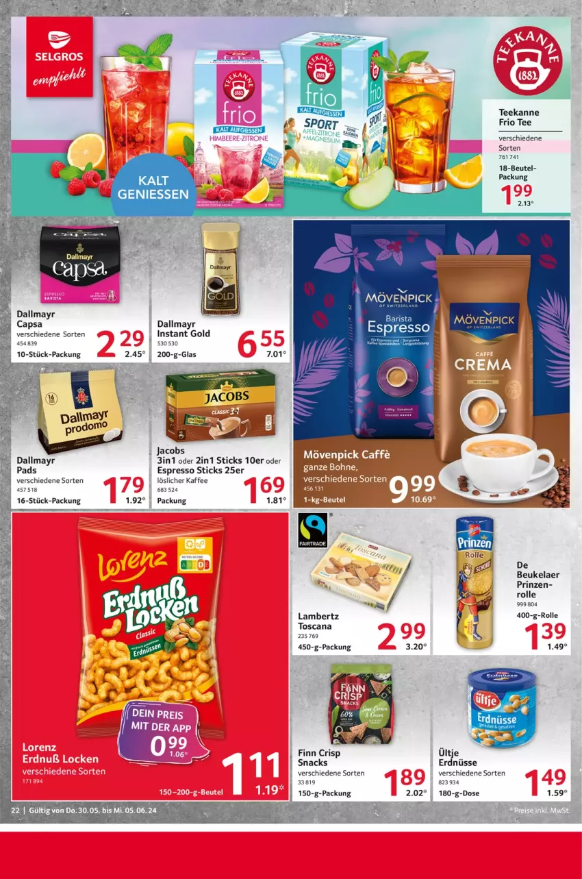 Aktueller Prospekt Selgros - Food - von 30.05 bis 05.06.2024 - strona 22 - produkty: Amber, beere, Cap, dallmayr, eier, erdnüsse, espresso, jacobs, kaffee, lambertz, löslicher kaffee, magnesium, snack, snacks, Sport, tee, teekanne, Ti, ültje, zitrone