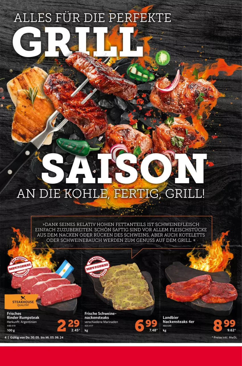 Aktueller Prospekt Selgros - Food - von 30.05 bis 05.06.2024 - strona 4 - produkty: Bau, bier, eis, erde, fleisch, grill, kotelett, marinade, Nackensteak, nackensteaks, nuss, rel, saft, schwein, schweine, Schweinebauch, schweinefleisch, steak, steaks, tee, Ti, wein, weine