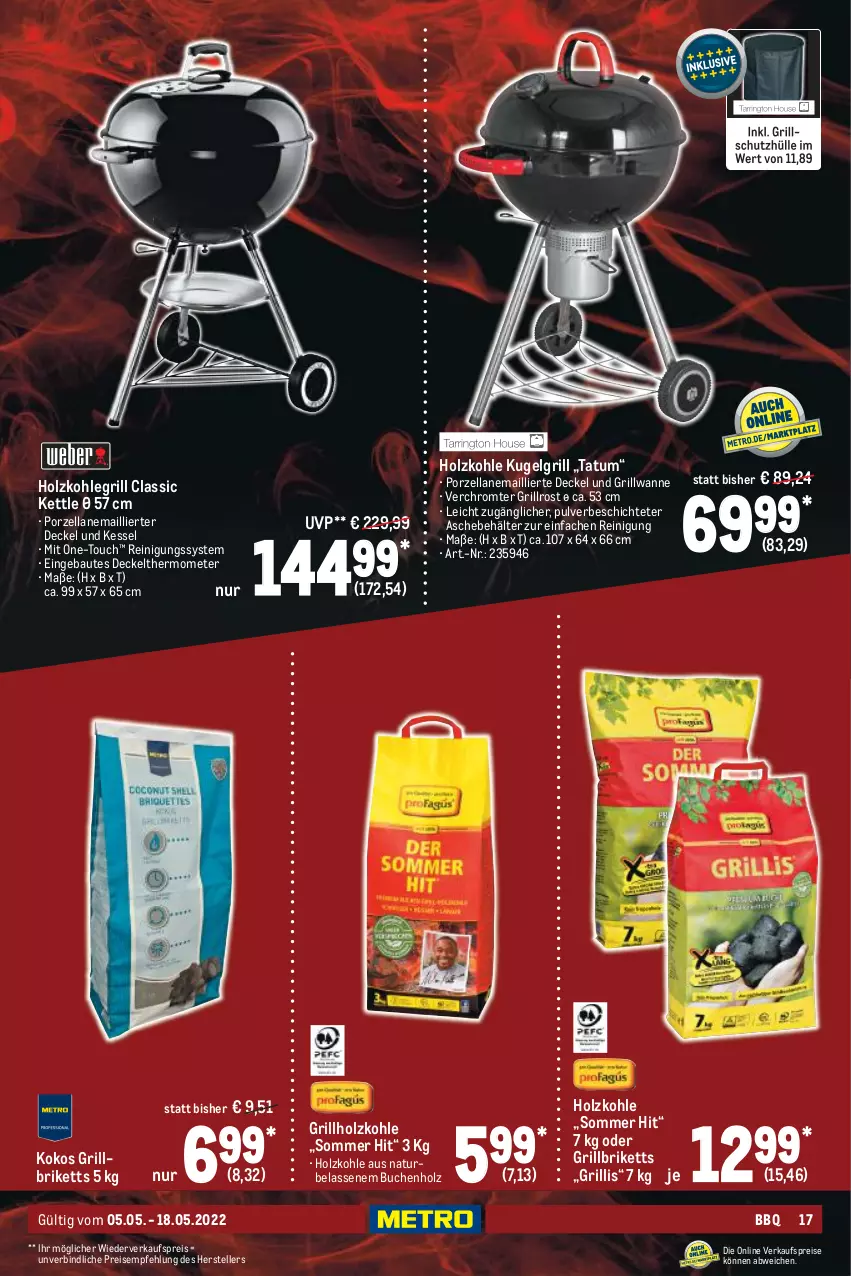 Aktueller Prospekt Metro - BBQ & Grill Spezial - von 05.05 bis 18.05.2022 - strona 17 - produkty: Bau, Behälter, briketts, buch, decke, Deckel, eis, elle, grill, grillbriketts, grillholzkohle, grillrost, Holz, holzkohle, holzkohlegrill, Kohlegrill, kokos, Kugel, kugelgrill, LG, natur, Reinigung, reis, schutzhülle, teller, thermometer, Ti, Wanne